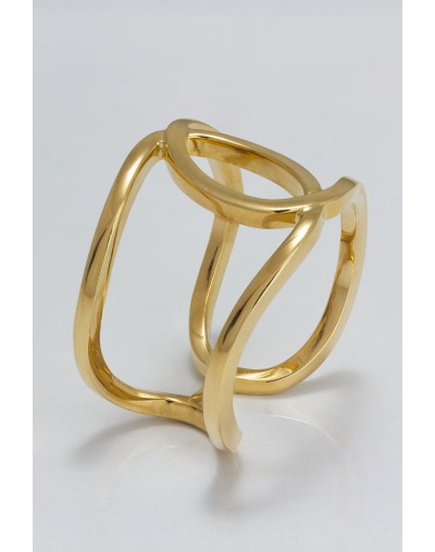 Anillo de hilos asimétricos en oro amarillo 