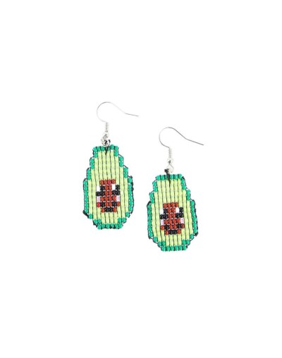 Aretes en mostacilla de aguacate 