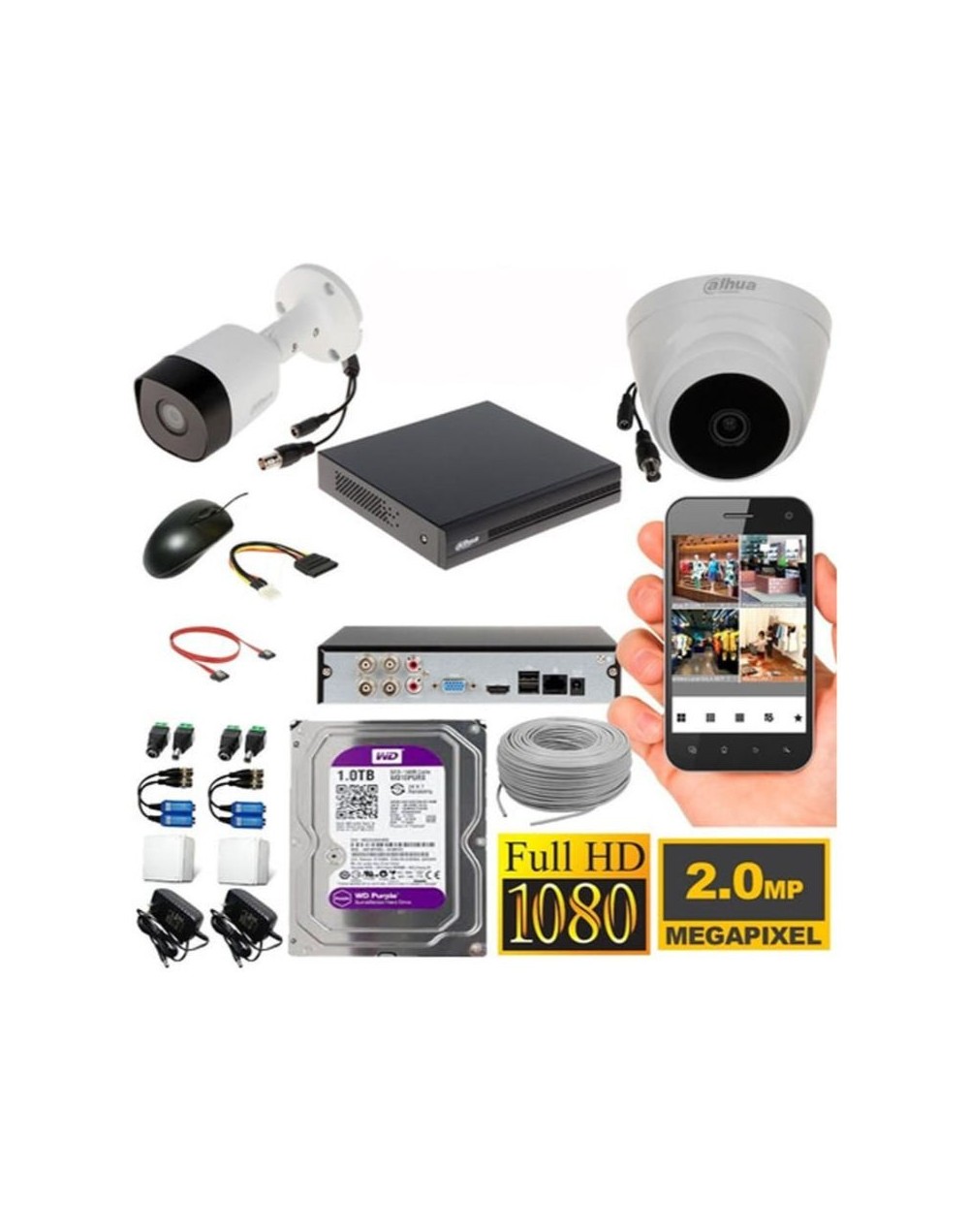 Cámaras de seguridad kit de 4 cámaras analógicas con accesorios para el hogar comercio e industria Incluye instalación