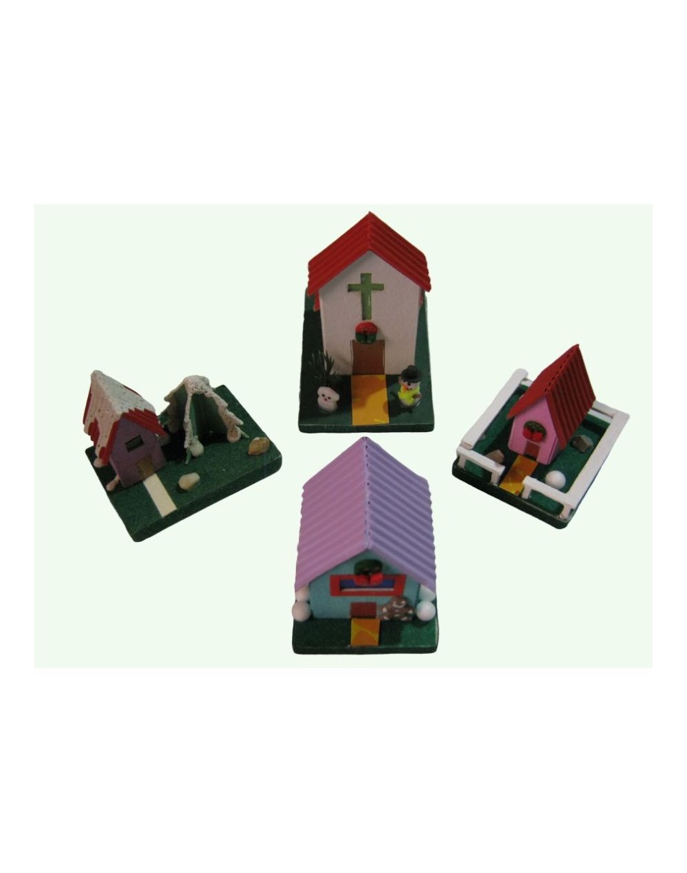 Casitas pequeñas navideñas por 4 unidades