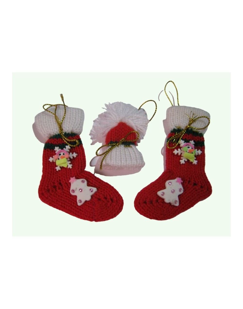Par de botitas navideñas tejidas