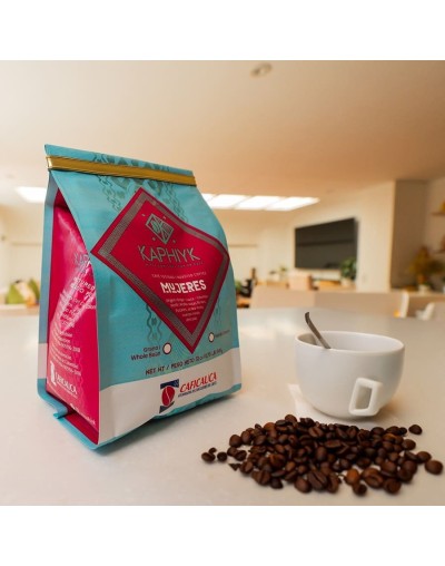 cafe superior Kaphiyk mujeres, 100 % colombiano, grano entero, tostion media, origen cauca, notas florales, acidez media, cuerpo
