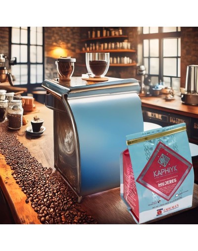 cafe superior Kaphiyk mujeres, 100 % colombiano, grano entero, tostion media, origen cauca, notas florales, acidez media, cuerpo