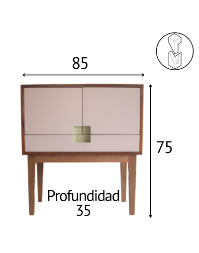 Mueble auxiliar cuadrado  legno colombia