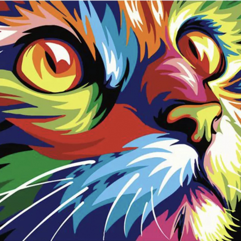 Gato Multicolor  pintar por números 