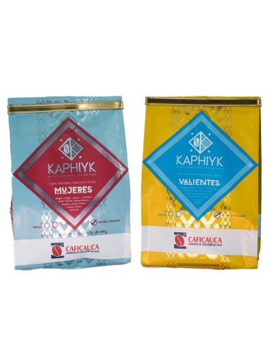 cafe superior Kaphiyk valientes, 100 % colombiano, grano entero, tostion media fina, origen cauca, notas dulces panela, caramelo