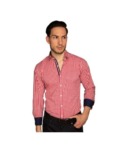 Camisa para hombre de cuadros roja