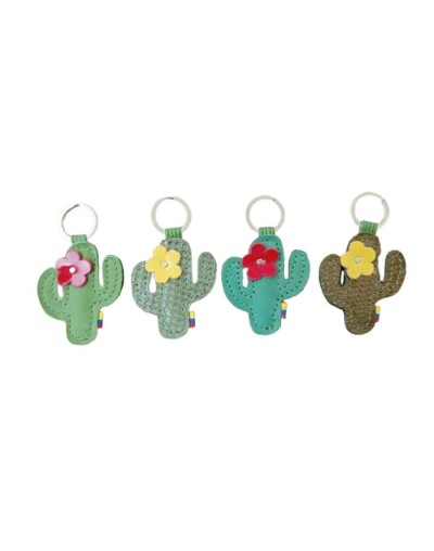 Llavero de Cuero Artesanal  Cactus - Sostenibilidad y Protección del Agua