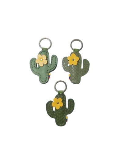 Llavero de Cuero Artesanal  Cactus - Sostenibilidad y Protección del Agua