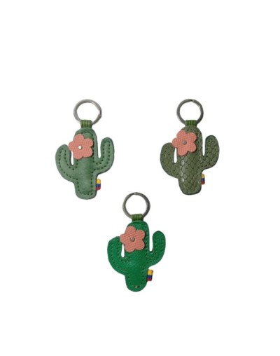 Llavero de Cuero Artesanal  Cactus - Sostenibilidad y Protección del Agua