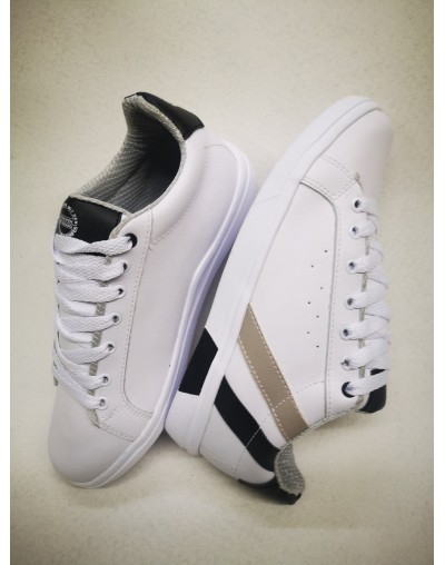 Tenis blancos casuales para hombre de amarrar