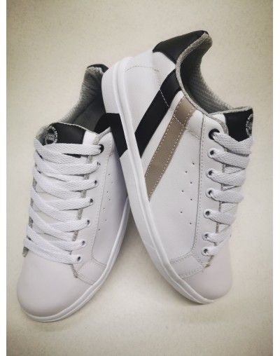 Tenis blancos casuales para hombre de amarrar