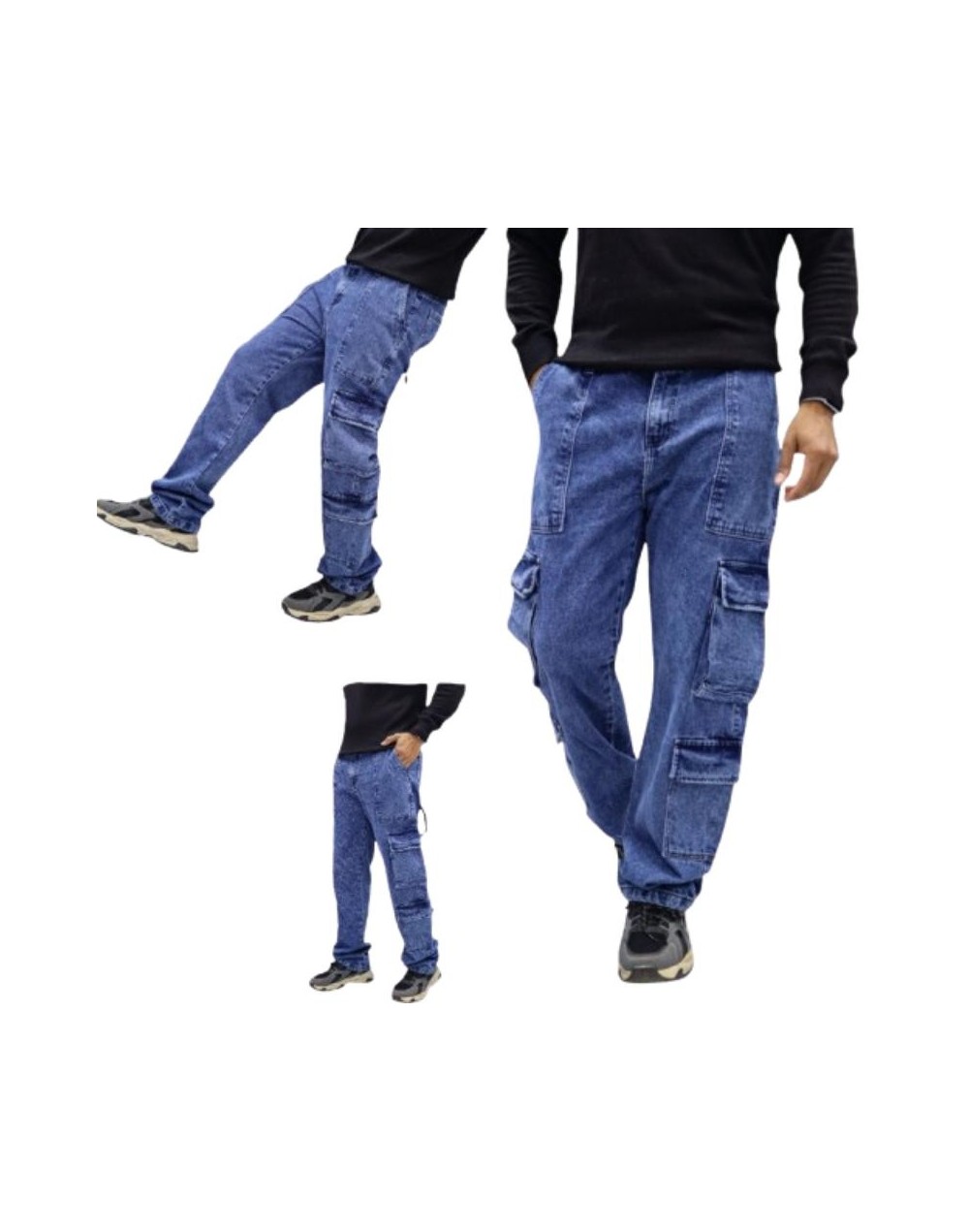 Jean hombre cargo azul oscuro
