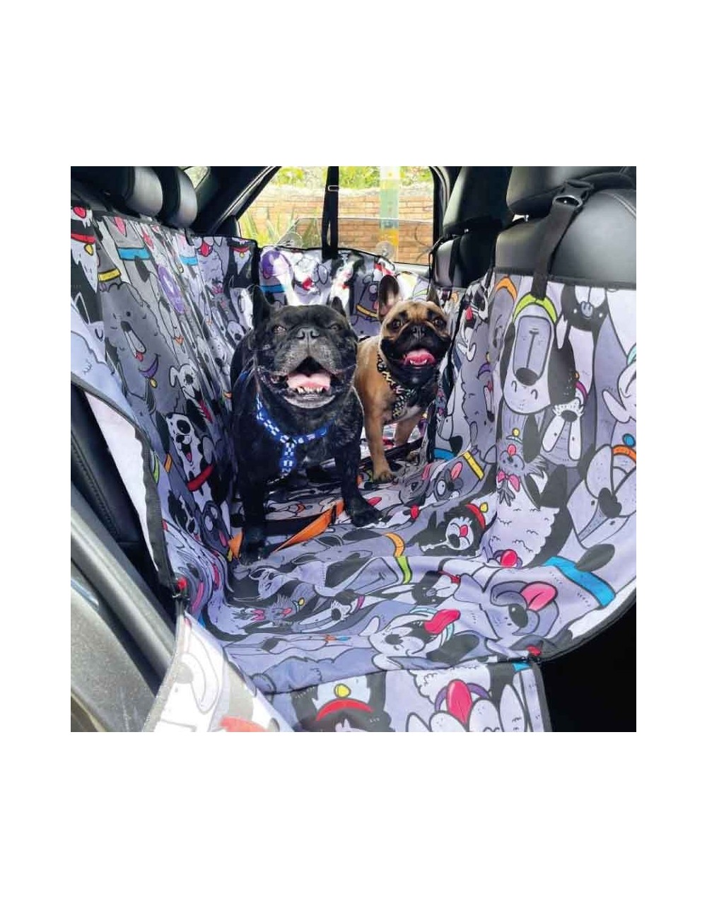 Forro protector mascotas premium cubrepuertas estampado - collares colores