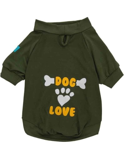 Camisetas para perros dog love -verde militar