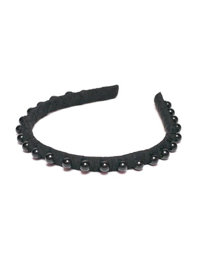 Tiara delgada con perlas negras