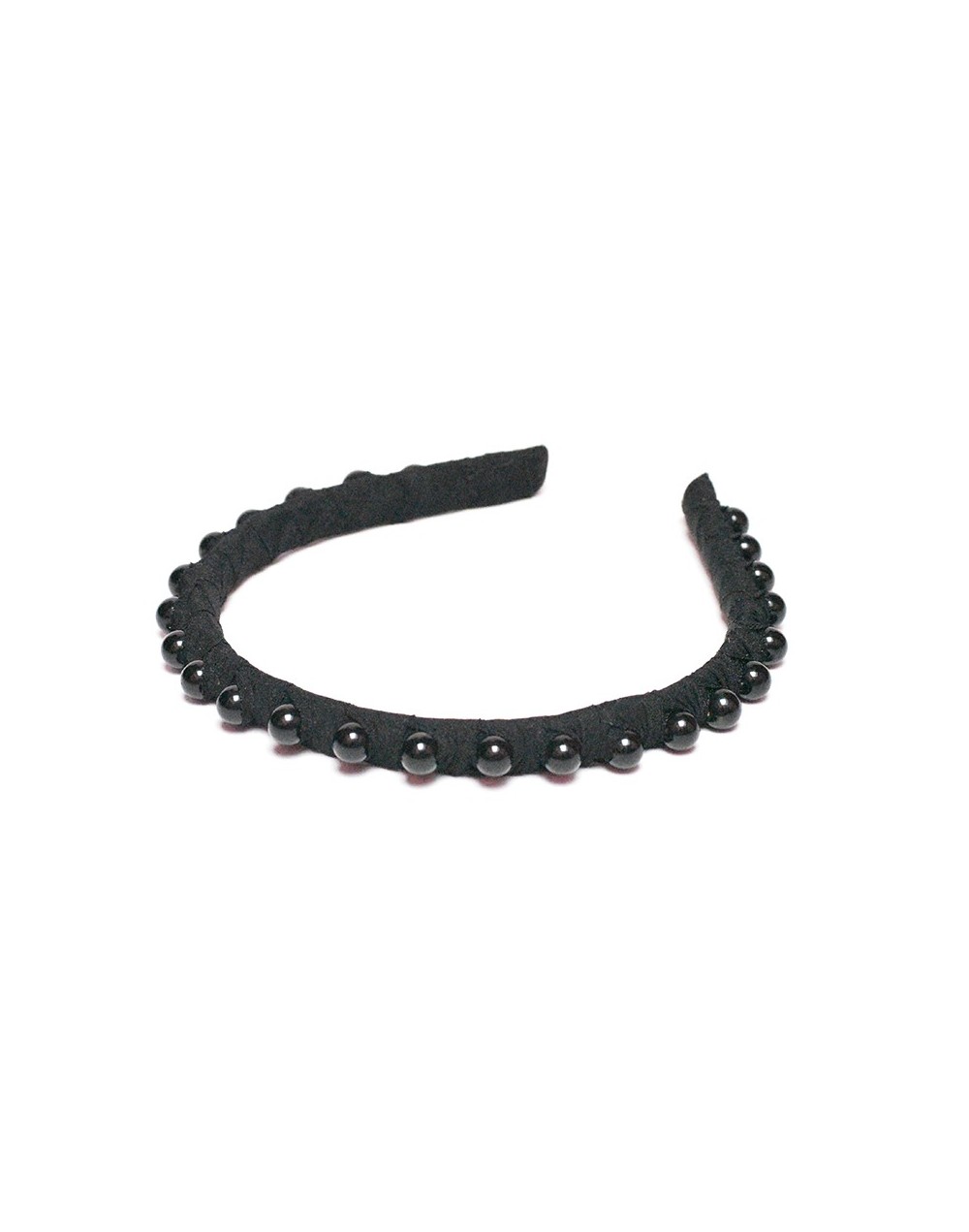 Tiara delgada con perlas negras