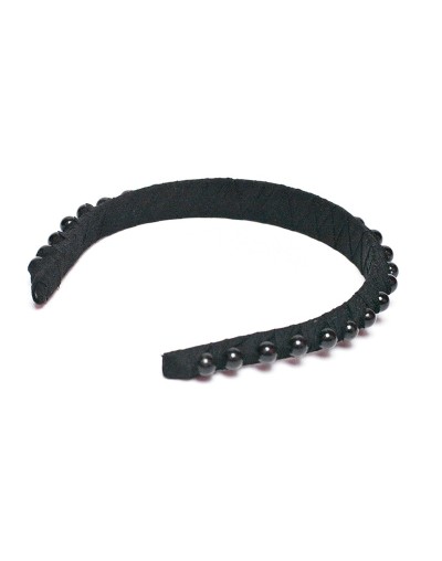 Tiara semi gruesa con perlas color negro