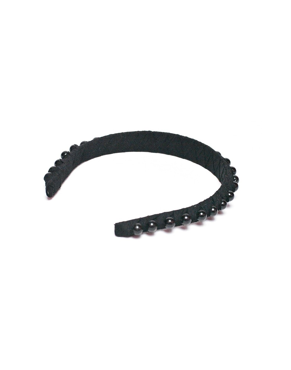 Tiara semi gruesa con perlas color negro