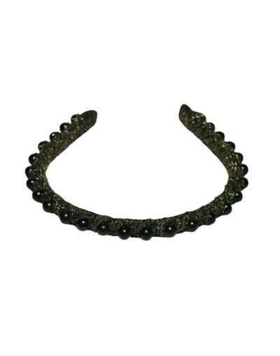 Tiara delgada brillante con Perlas color negro