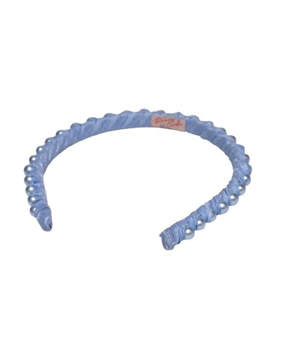 Tiara delgada con Perlas color azul bebé