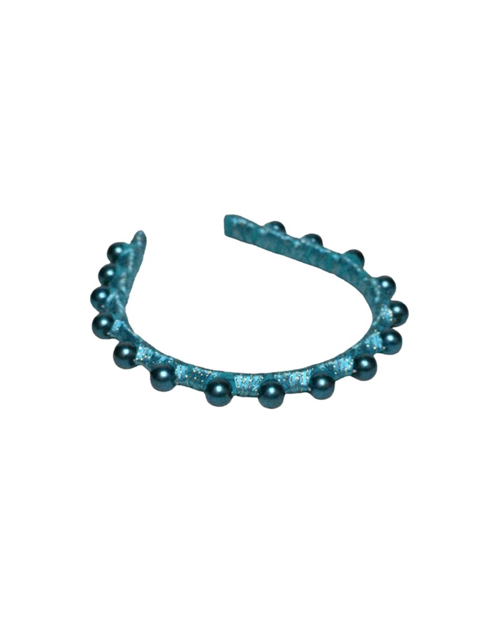 Tiara delgada metalizado con Perlas color azul