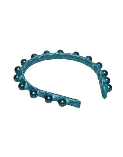 Tiara delgada metalizado con Perlas color azul