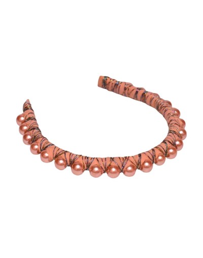 Tiara delgada bordada con Perlas color salmón