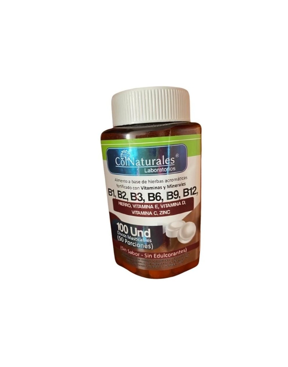 COMPLEJO B1 B2 B3 B6 B9 B12 100tab masticables base de hierbas acromáticas