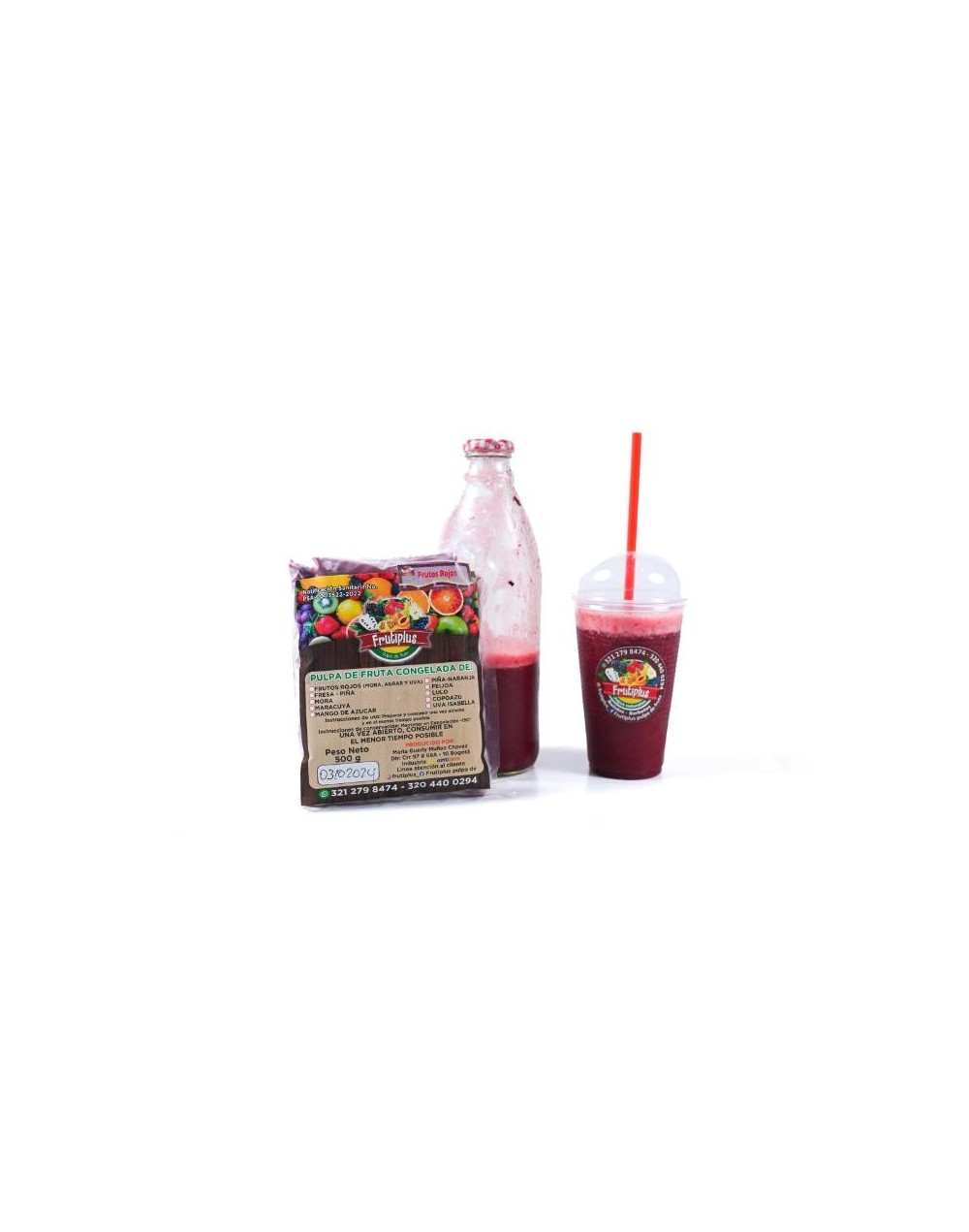 pulpa de fruta congelada paquete por 4 sobres de 130gr sabor a frutos rojos