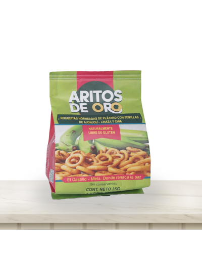 Rosquitas Horneadas de Plátano con Semillas de Ajonjolí, Linaza y Chía. 35 GR