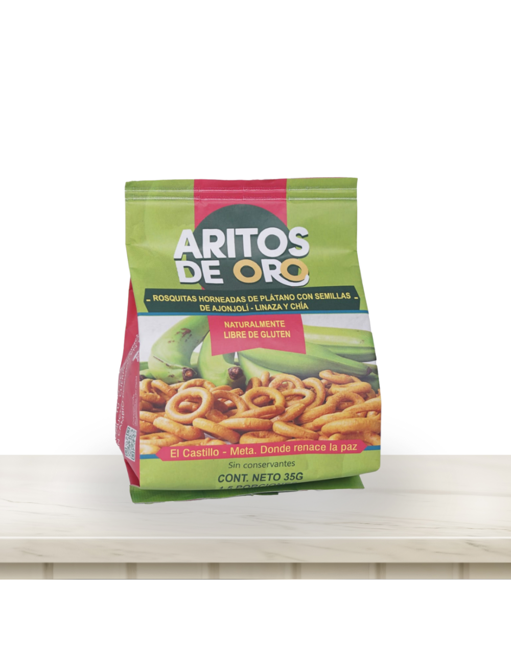 Rosquitas Horneadas de Plátano con Semillas de Ajonjolí, Linaza y Chía. 35 GR