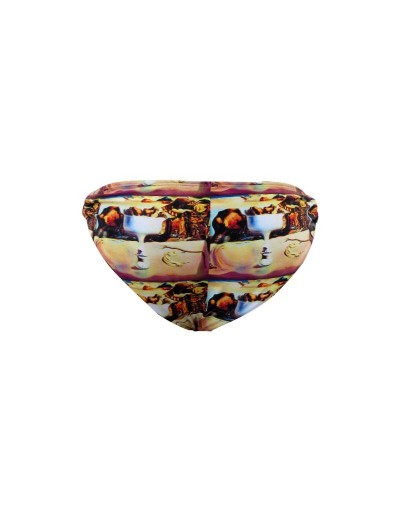 Face and fruit dish on a beach bikini bottom