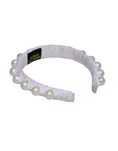 Tiara semi gruesa de perlas color Blanco