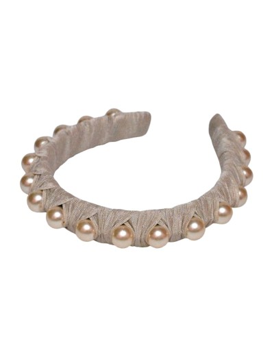 Tiara semi gruesa de perlas color Beige