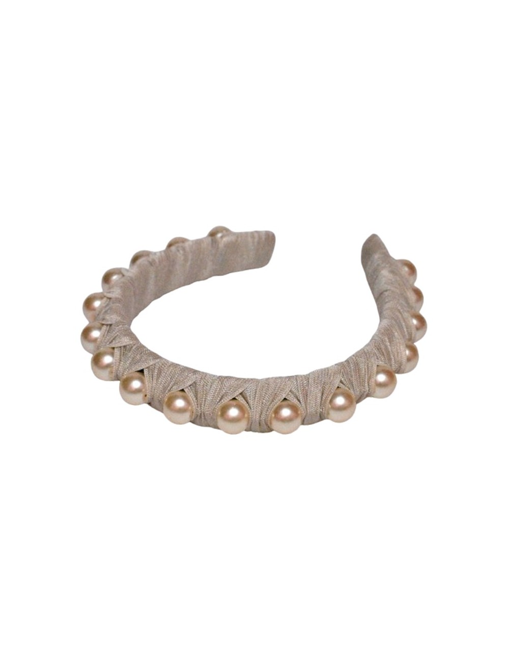 Tiara semi gruesa de perlas color Beige