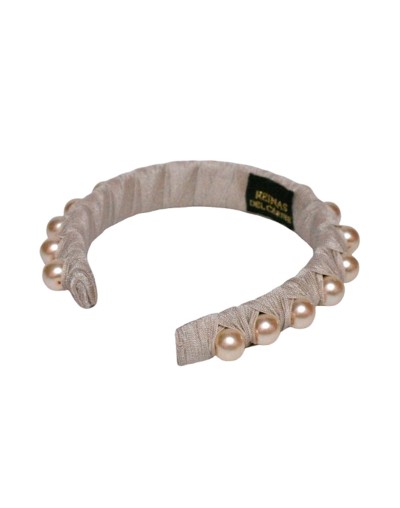 Tiara semi gruesa de perlas color Beige