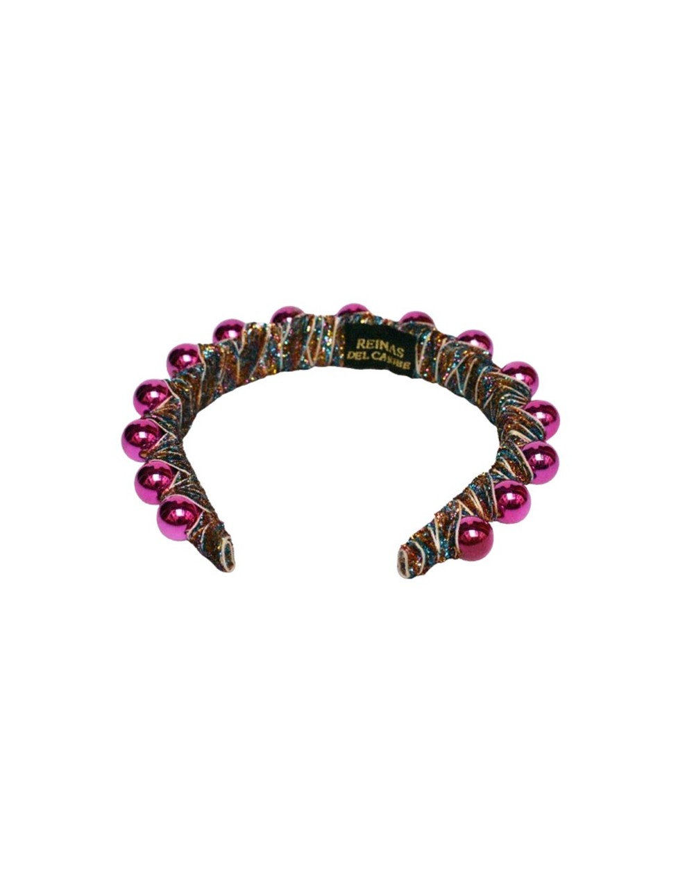 Tiara semi gruesa de perlas color fucsia