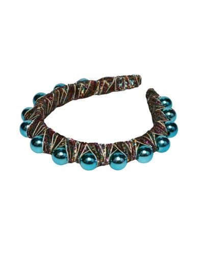 Tiara semi gruesa de perlas color azul