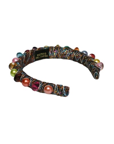 Tiara semi gruesa de perlas y cristal multicolor 2