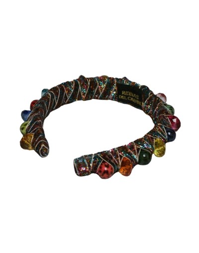 Tiara semi gruesa de tagua y cristal multicolor 1