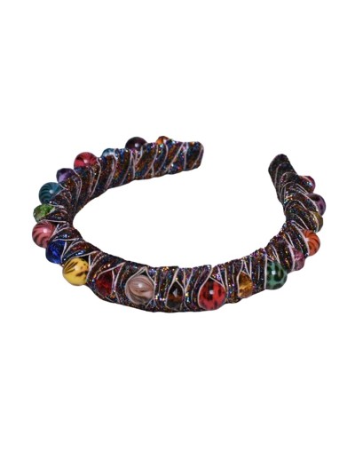 Tiara semi gruesa de tagua y cristal multicolor 2