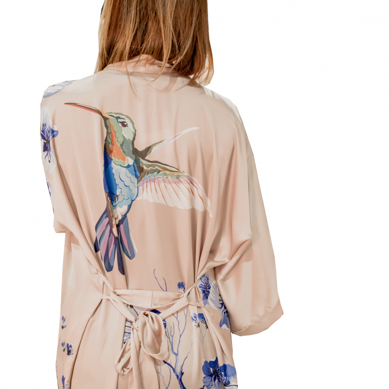 Kimono colibrí beige