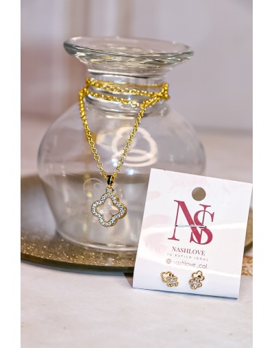 Set cadena trébol + topitos 