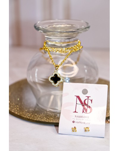 Set cadena trébol + topitos 