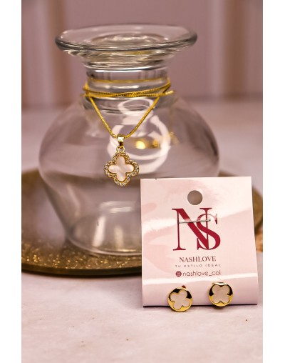 Set cadena trébol + topitos 