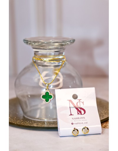 Set cadena trébol + topitos 