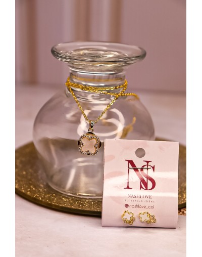 Set cadena trébol + topitos 