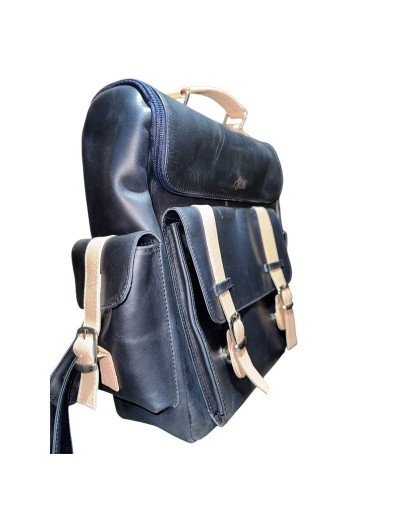 Morral azul de cuero
