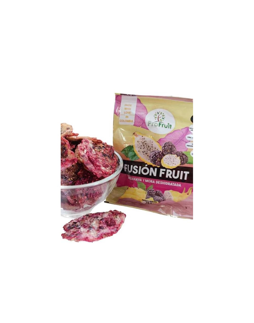 Fusion de frutas pitahaya mora(25g) X 6 UNIDADES